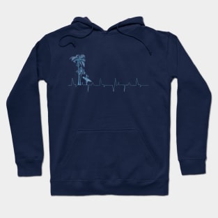 Heartbeat Surfer and Palm Trees Blue Hoodie